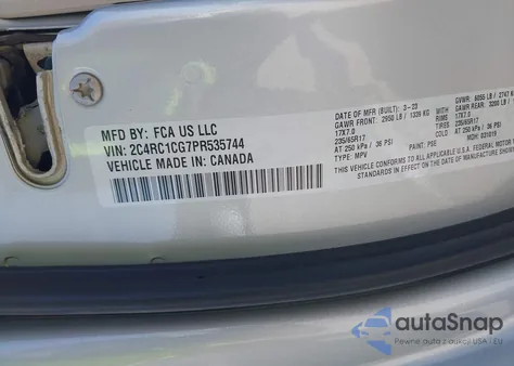 2023 Chrysler Voyager Lx из США, поврежденный, VIN 2C4RC1CG7PR535744